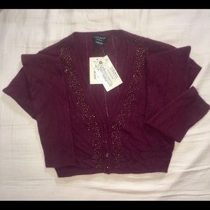 NWT Guess Jeans Burgundy Cropped Cardigan Sz:M